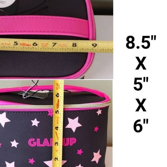 French Bull Black Pink Glam Up Large Cosmetic Travel Case Organizer NWT - Picture 12 of 16